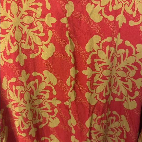 New Lexbreezy red gold kimono midi cover up Puakenikeni quilt flower size XL - Picture 5 of 10